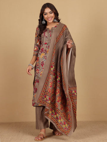 Varanga Women Ethnic Floral Printed Kurta withTrouser & Dupatta